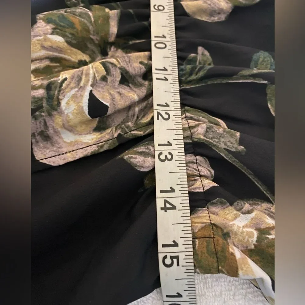 J. Crew Dark Floral Size‎ 8 Chiffon Dress Faux Wrap Tulip Hem Floral Watercolor